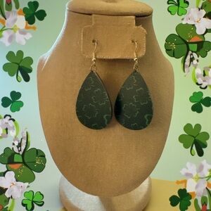 Acrylic Shamrock Earrings | St. Patrick’s Day Teardrop Earrings